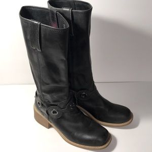 Black leather boots